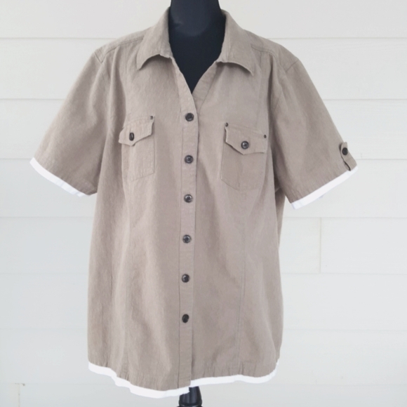 Penningtons Tops - Penningtons Cotton Military-style Top (4X)